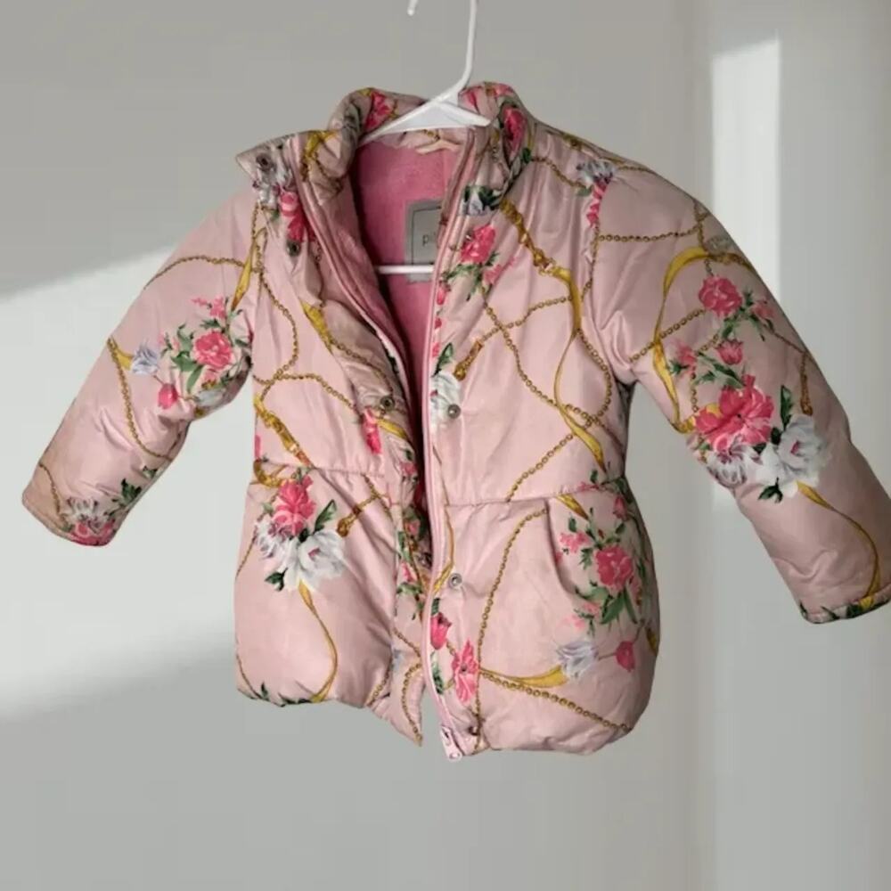 Pilguni Floral Chain Print Puffer Jacket (Toddler Girls 18–24 Months)